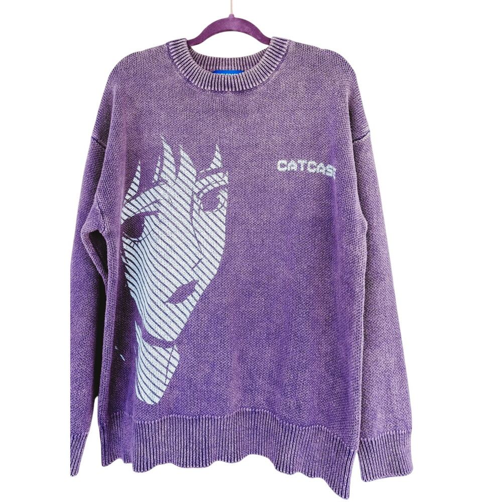 Men's Aelfric Eden Catcase Purple Graphic Sweater Size Large